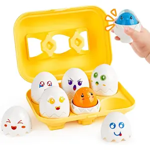 Toddler Matching Eggs Toys - Color Shape Sensory Sorting Toys for Toddler 1-3, Easter Learning Fine Motor Skills Travel Bingo Puzzle Games Birthday Gifts for Baby Boys Girls