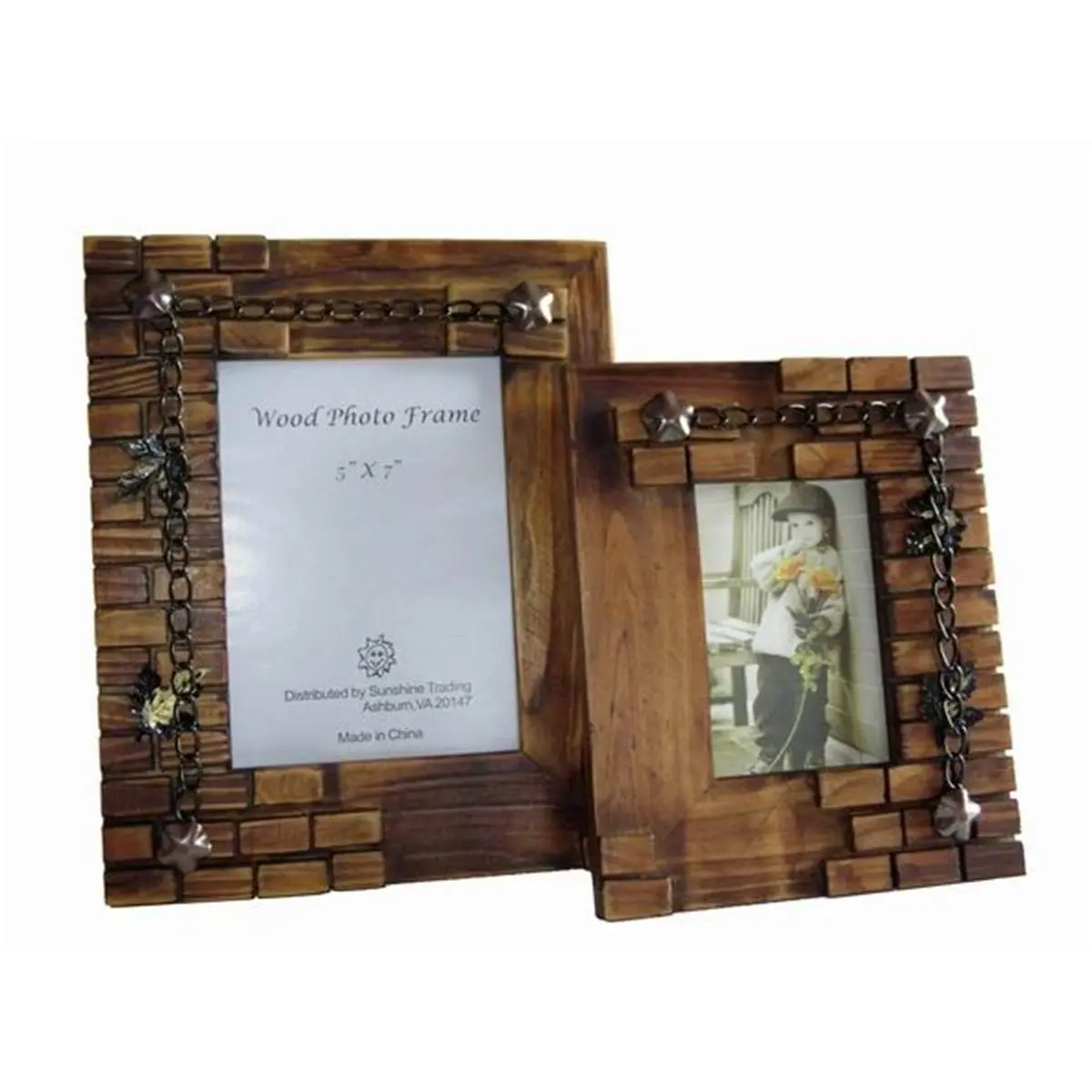 212 MAIN Children's Handmade Solid Wooden Photo Frame - 5x7 in, Top Quality Home Supplies, Child-Friendly Rectangular Wall or Tabletop Display (Vertical/Horizontal)