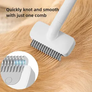Professional Pet De-Matting & Deshedding Rake Tool for Dogs, Cats - Double-Sided Knot Cutter for Long, Curly, Thick Fur, De-Matting Shedding Tools