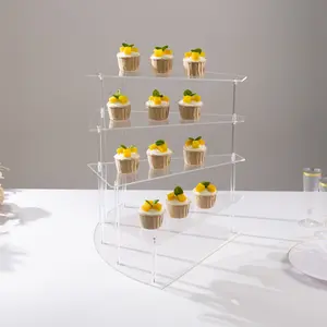 4-Tier Acrylic Cupcake Display Stand 17" Clear Spiral