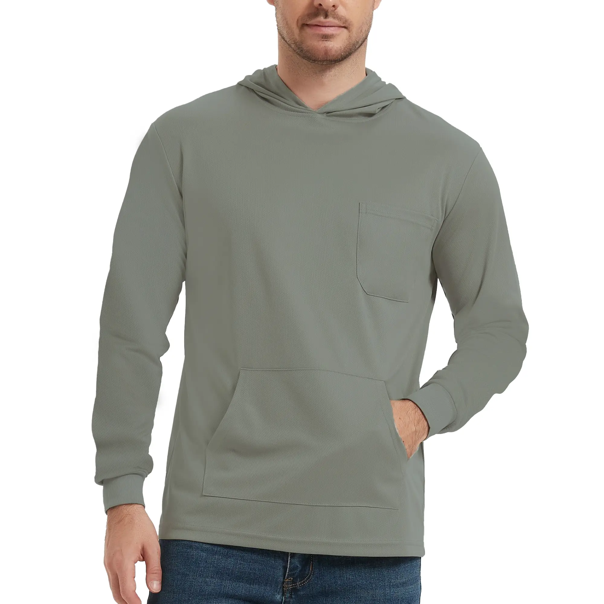ProtectX High Visibility W Pocket Sun Protection Lightweight LongSleeve Hoodie, UPF 50+ Quick-Dry, SPF UV Shirt