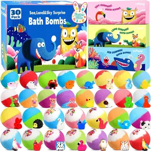30 Pack Bath Bombs for Kids with Toys Inside, Kids Bath Bombs Gift Set with 30 Sea & Land & Sky Animal Surprise Toy, Bubble Bath Toys, Easter Gifts for Kids Boys Girls, Easter Basket Stuffers