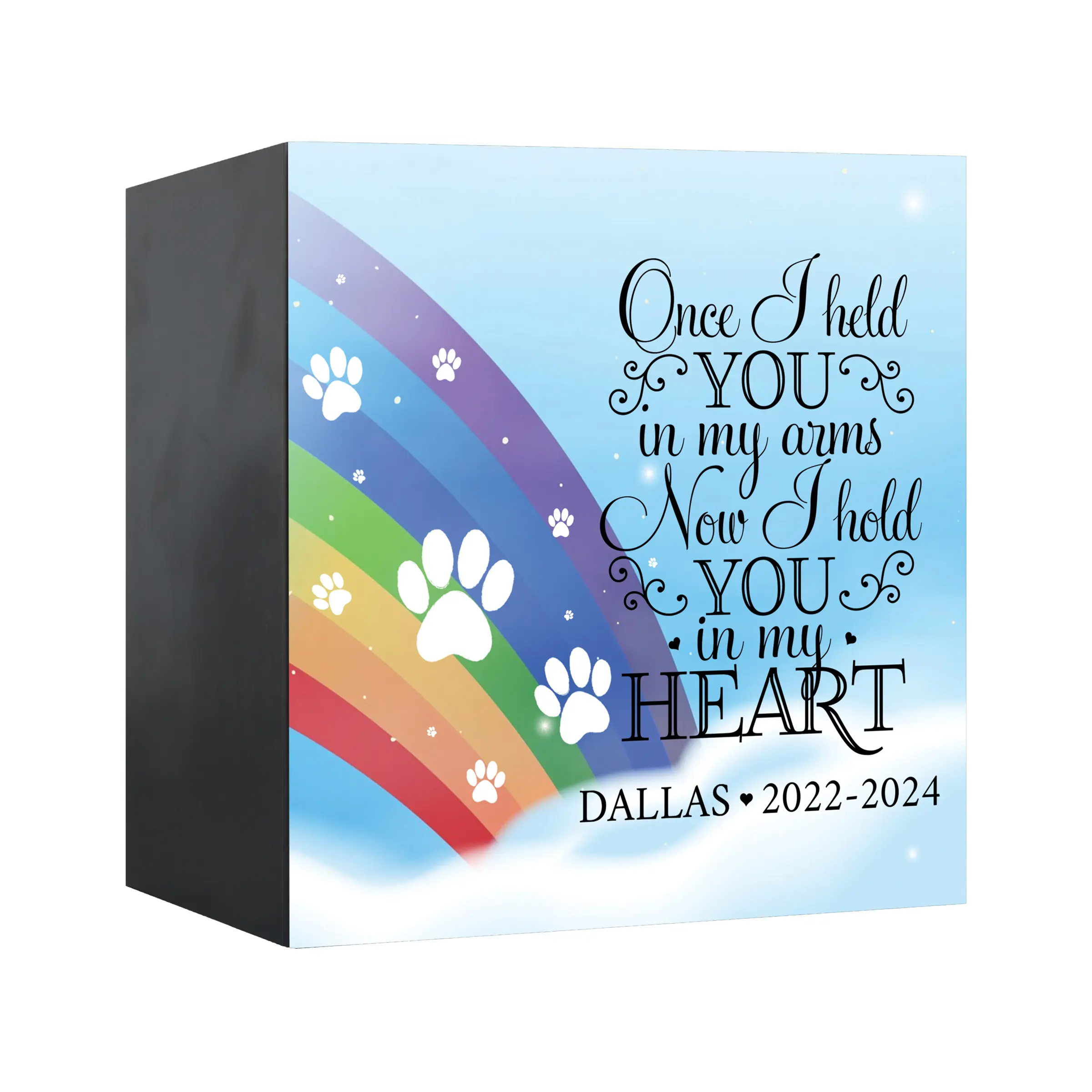 Pet Memorial Personalized Rainbow Bridge Pet Cremation Urn Dog Cat Memorial Wood Shadow Box Pet Loss Gift Sympathy for Paws Lovers | Once I Held You