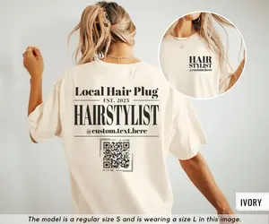 Custom Hair Stylist Shirt, QR Code Hairstylist Business Gift, Hairdresser Hairdressing Tshirt, Salon Instagram, Gift