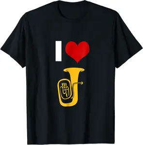 I Heart Love Tuba Silhouette High School Tuba Band Musician T-Shirt - Robertbobby Shop 29B07L7WSXF4