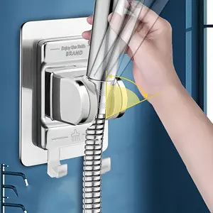 A Double Hook Shower Bracket, 1pc Shower Bracket Without Drilling Bracket Shower Fixer Adjustable Non-drilling Shower Accessory Bracket