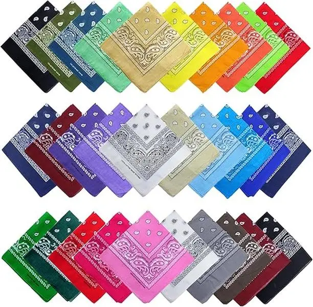 Bulk Paisley Bandanas (16-30 Pieces, 22x22inch) - Unisex Western Headscarf, Reusable Bandana Style Face Cover, Multi-Purpose Hair Wrap Headband for Adults, Casual, Square, Polyester, Comfortable Against The Skin, Daily, Necktie, Beach, Scarf Style, Hair S