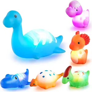 X-TBT35 Bath Toys for Toddlers 1-3: 6 Packs Light-Up Floating Dinosaur Baby Toddler Bath Toys Set for Boys Kids Birthday Easter Christmas - Water Bathtub Shower Pool Bath Toy for Children Preschool