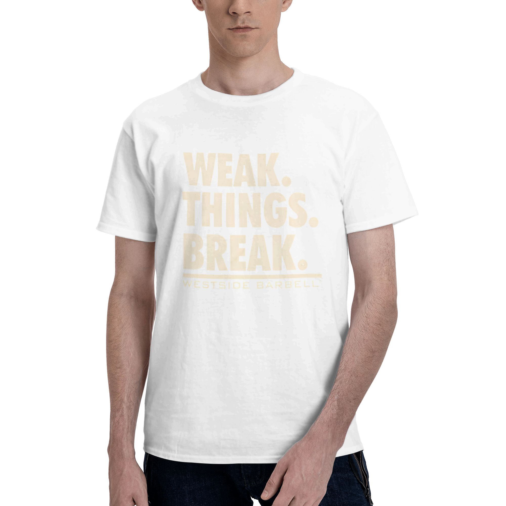 WSBB Mens Weak.Things.Break T-shirt - Navy Blue  Powerlifting Motivation Graphic Sleeveless Shirt