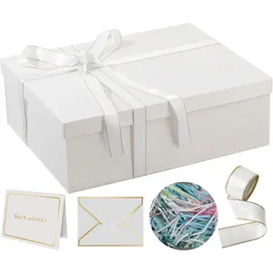 Extra Large Gift Box 16.5x13x5.5 inches,White Gift Boxes with Lids for Presents,Perfect for Birthday,Valentine's Day,Christmas,Anniversaries,Contains Card,Ribbon,Shredded Paper Filler
