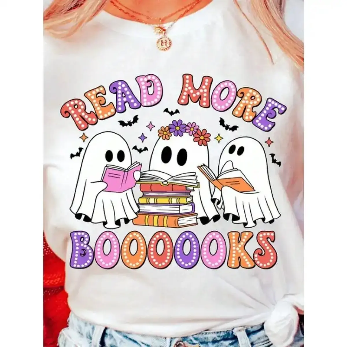 Teacher Halloween Read More Books Tees Teaching Life T-Shirt Cotton Fabric