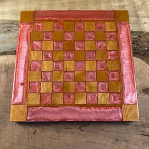 Pink Pearl Cherry Wood Chess Board (INCLUDES PIECES)