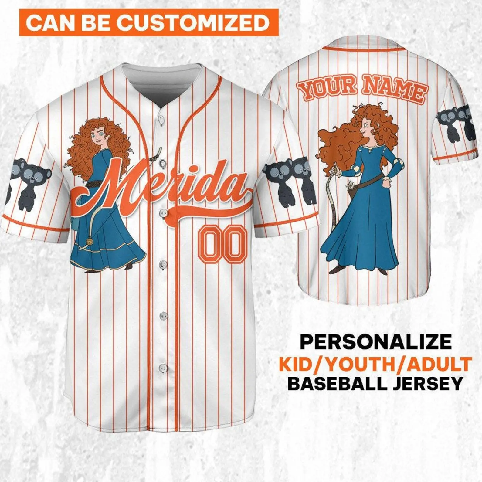 Custom Princess Jersey, Custom Name Kid Adult Crop Top Jersey, Gift for Baseball Fan, Princess Matching Gift