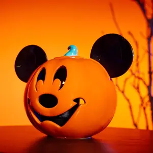 Theme Park Merchandise Votive Candle Holder Halloween Mickey Jack O' Lantern Pumpkin Ceramic Decor