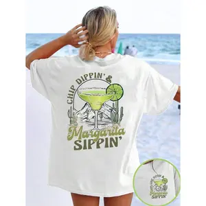 Margarita Design Retro Comfort Colors May 5th T-Shirt, Mexico Celebration Funny Drinking Tee, Chip Dippin Margarita Sippin Summer Tee For Women Spring Break