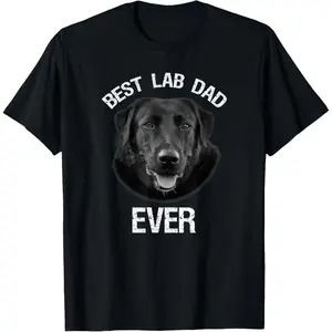 Best Black Labrador Retriever Dad Ever Lab Dog Lover Daddy T-Shirt Pure Cotton Graphic Tees Menswear Top: Gifts for Men & Women