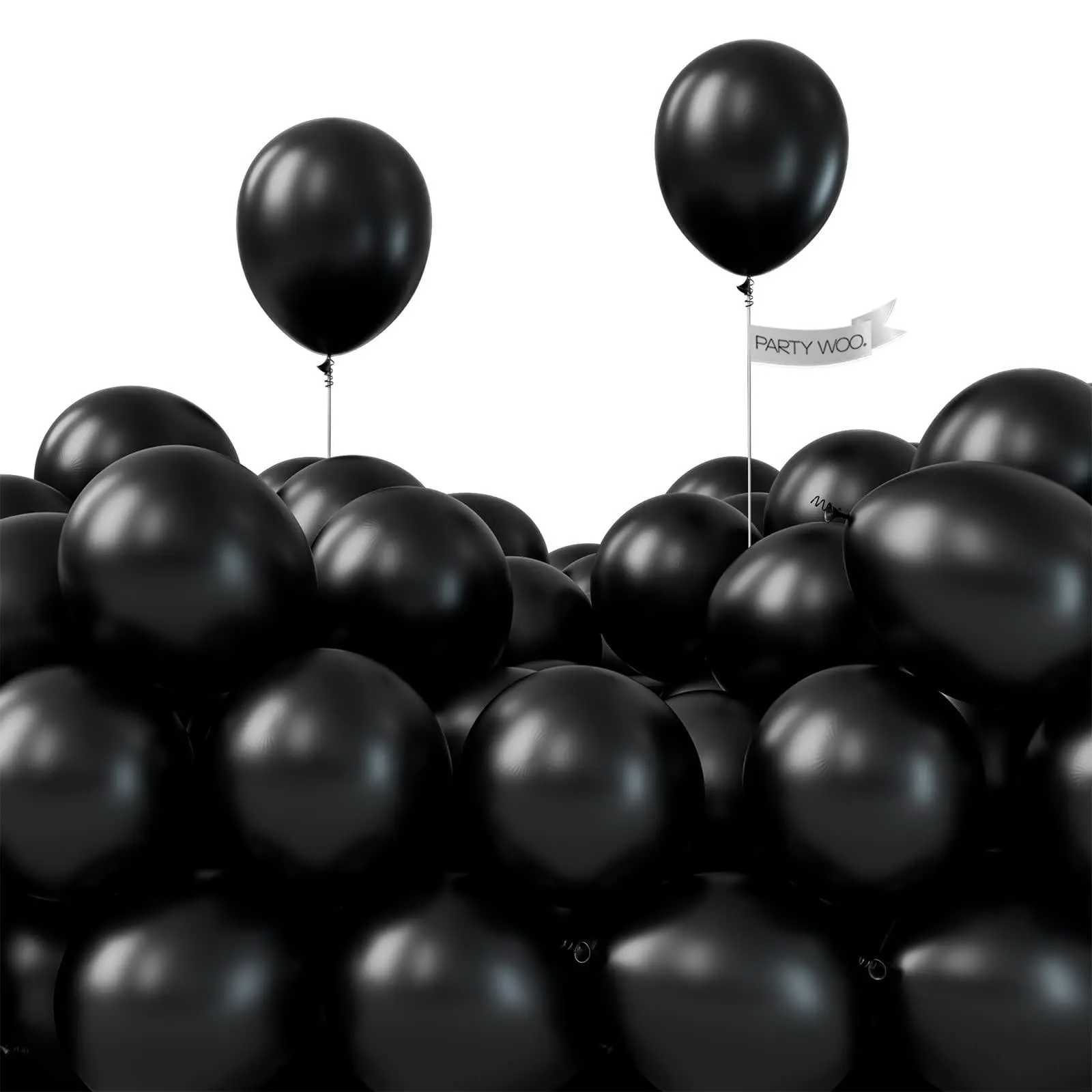 PartyWoo 50-Pack Round Matte Black Rubber Balloon Set, 5-Inch Latex Helium Balloons for Birthday, Wedding Parties & Festive Decorations Black-Y18