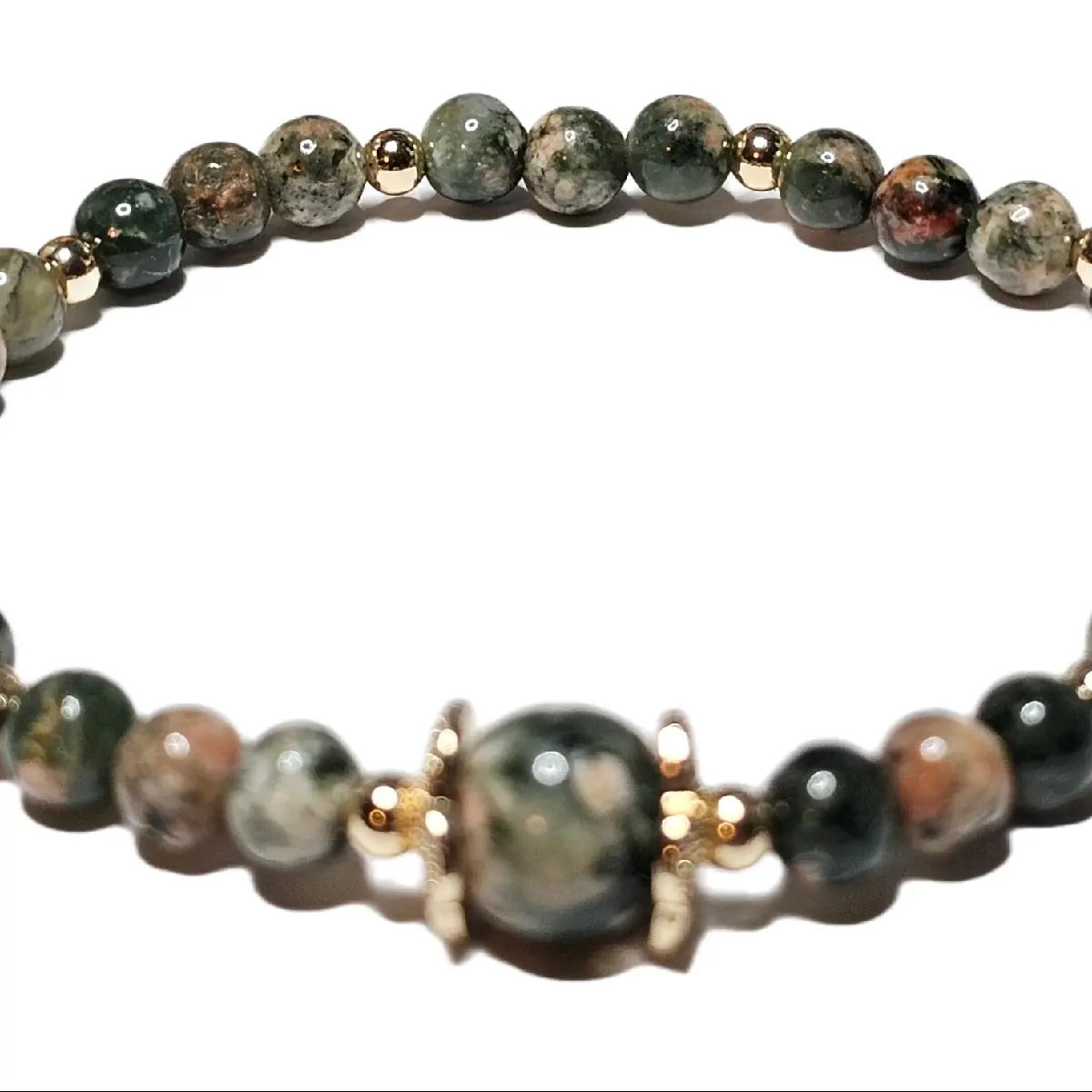 Green Rutile Cherry Blossom Sakura Flower Agate Crystal Bead Bracelet 6mm stretch bracelet