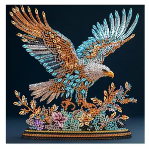 Eagle Design Diamond Arts Colorful Painting Kit without Frame, 5D Special Shape Rhinestone Mosaic Art Kit, DIY Decorative Art Picture for Beginner