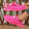 Women's Fashionable Ethnic Pattern Slip-On Sneakers, Casual Comfortable Lightweight Breathable Sports Shoes, Versatile Round Toe Footwear for Daily & Summer Wear, Casual Flat Footwear