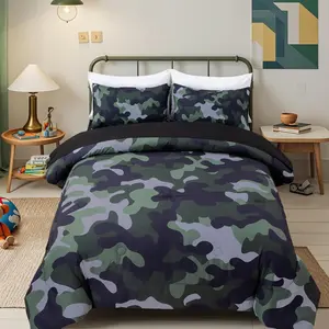 Size Camouflage Bedding Comforter Set with Sheets,Boys Girls Men Camo Bed in A Bag 5 count, Teens Dorm Bed Sets Neutral Farmhouse Lodge Cabin Army Bedspread (Dark Green,)
