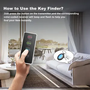 Wireless Key Finder With LED Light (131ft Range) - Easy-to-Use For Seniors - Locate Keys, Phones, Wallets, And TV Remotes - 4 Receivers, No App Required - Includes Batteries.