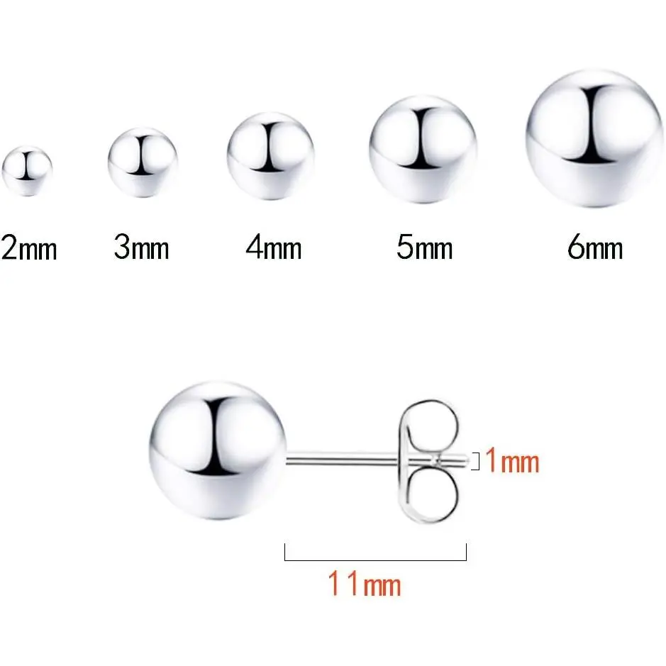 5 Pcs Versatile Steel Ball Earrings Silver Stud Earrings Tiny Stud Earrings Fashion Accessories