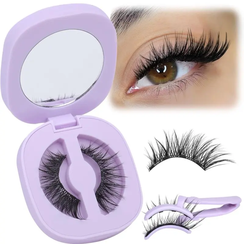 Magnetic Eyelashes with Applicator No Glue Needed Magnetic Lashes Strip Reusable Magnetic Eyelashes Natural Wispy Magnetic Eyelashes without Eyeliner 1 Pair