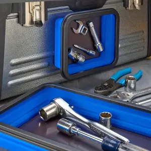 Blue Square Foldable Tray — Silicone Parts Box/Tool Mat, Foldable Magnetic Blue Square Parts Tray