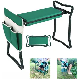 Garden Kneeler and Seat - Heavy Duty Folding Stool with Thick Pad, Tool Pouch, 330 lbs Capacity - Knee & Back Support, Perfect for Seniors, Women, Men