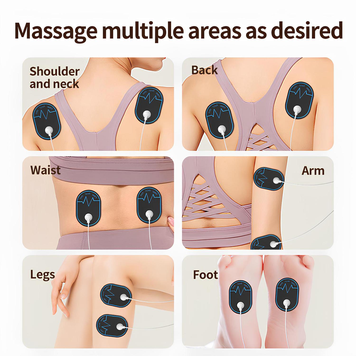 Tens Unit EMS Massage Muscle Stimulator, Dual Channel TENS Units Therapy Machine for Pain Relief, FDA Cleared Rechargeable Electronic Pulse Massager,with 4pcs Electrode Pads