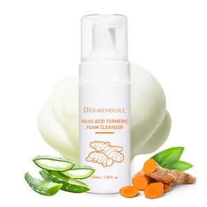 Turmeric Kojic Acid Cleansing Mousse Amino Acids Foam Cleanser – Gentle Facial Foam Face Wash Dark Spot Brightening Hydrating Soothing Cleanser, Fragrance-Free, Sulfate-Free, Cruelty-Free, 100ml