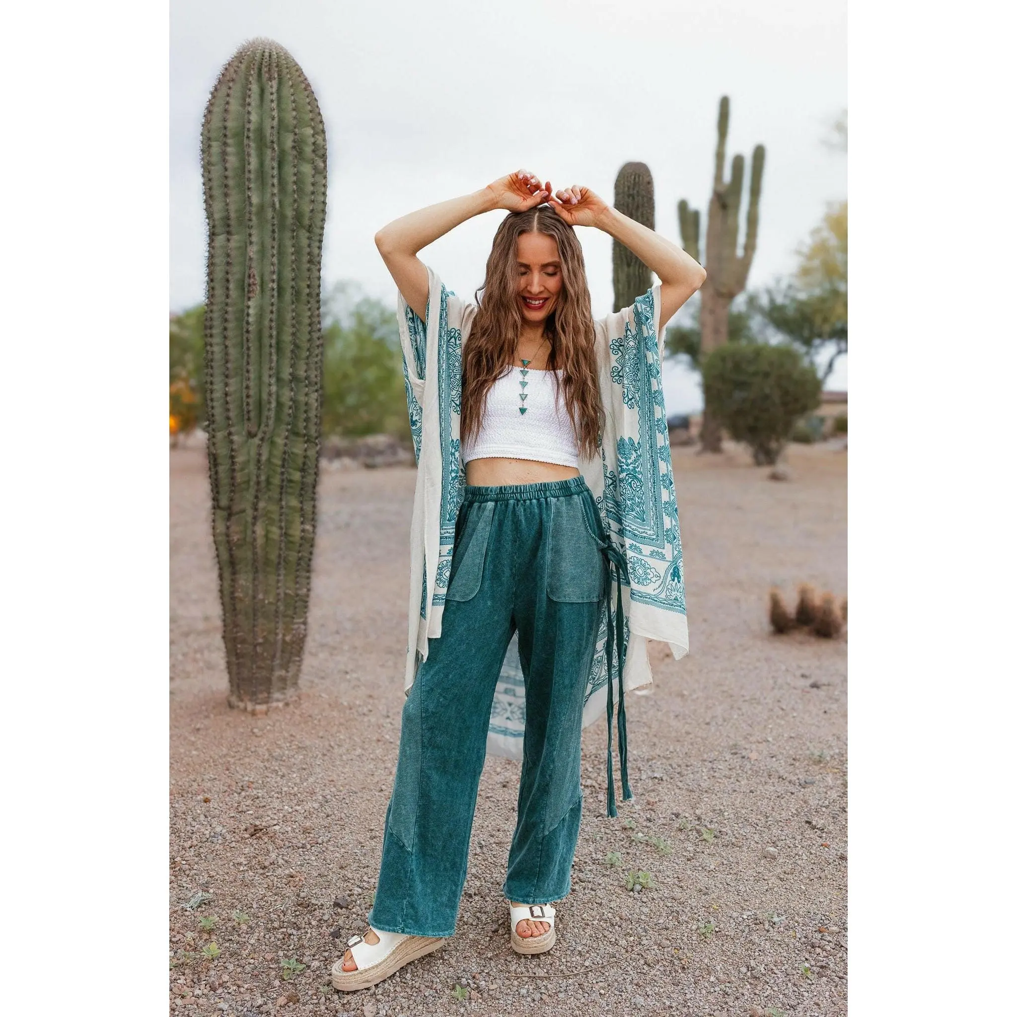J.HER Mineral Wash Side Ribbon Bow pants