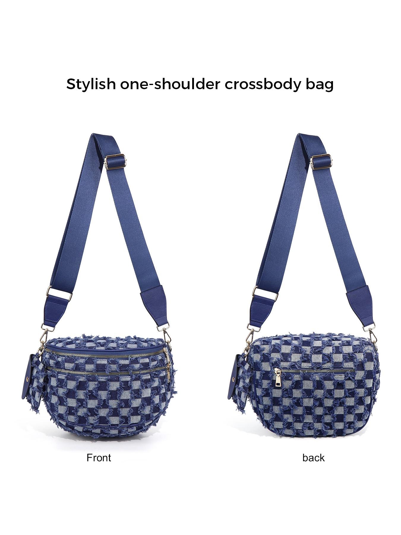 Women's Checkered & Leopard Print Crossbody Sling Bag - Adjustable Waistband Bag with Multi-Pockets, Mini Coin Purse for Travel, Casual Daily Use
