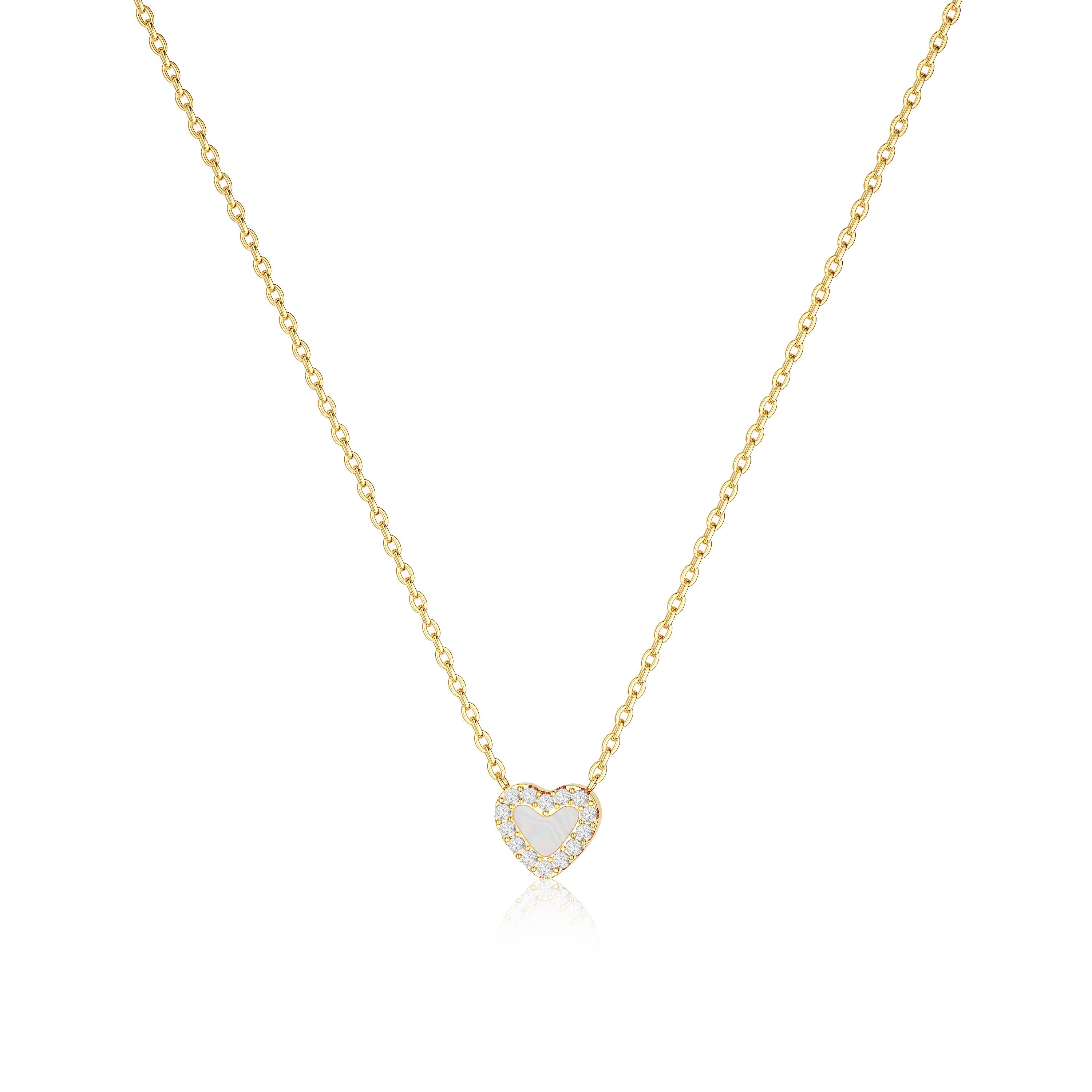 Tewiky 14K Gold Plated Blue Resin Heart-Shaped Pendant Necklace With 10mm Golden Zircon Borders for Women Trendy Fashion Gold Party Jewelry for Women Cute Gifts For Valentine's Day gifts