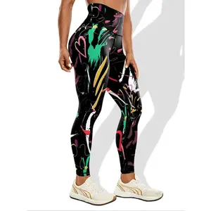 Women's heart-shaped print, casual and comfortable breathable leggings, suitable for yoga gym exercise, all season women's underwear, seamless yoga leggingsRAIMENTRY
