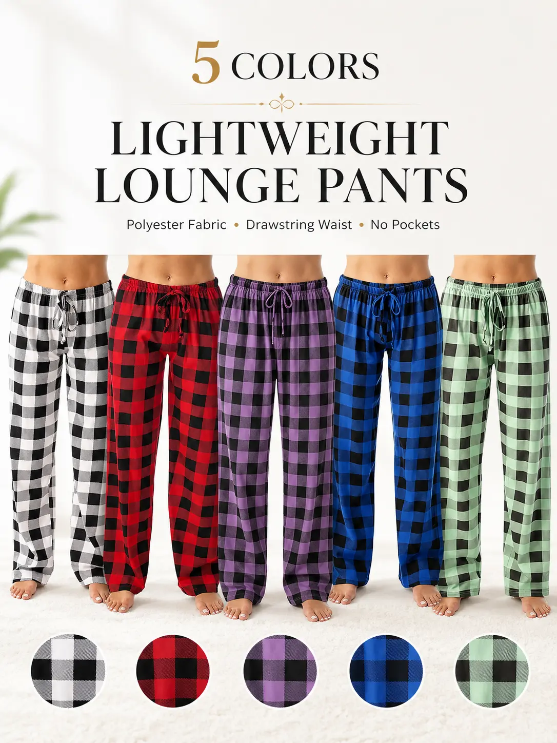 Women's Plaid Pajama Pants, Casual Jersey Knit Nightwear with a Straight Fit, Comfy Lounge Bottoms with Adjustable Drawstring, Pyjama Bottoms, Unisex, Valentine's Day, Mother's Day, Birthdays, Anniversaries