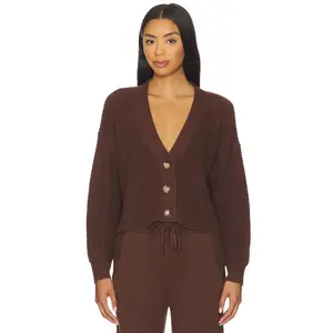 eberjey Recycled Sweater Cropped Cardigan in Chocolate