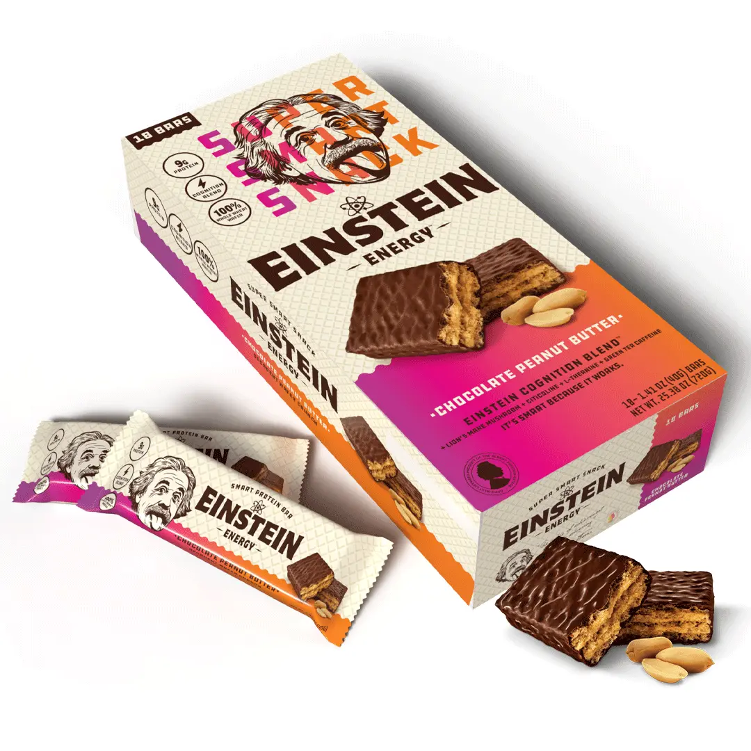 Einstein Energy Chocolate Peanut Butter Protein Energy Bars (Pack of 18) + Free 9-Count Bonus Pack, 27 Bars Total