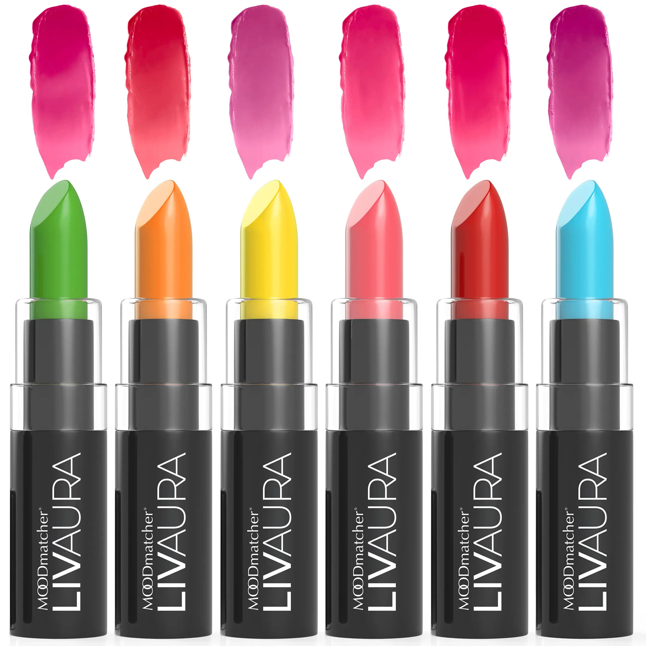LIVAURA MOODmatcher Long Lasting Lipstick for Women 6 Pack – Color Changing Moisturizing Cream Lipsticks, Smudge Proof Lip Stick, Easy to Apply Lip Makeup, Made in USA