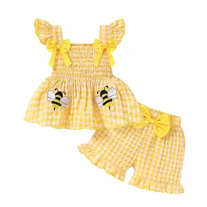 SummerVibes Toddler Girl Clothes Baby Girls Ruffle Sleeveless Bowknot Dress Tops Shorts Set Cute Summer Kids Outfits, Baby Clothing, 12-18 Months Gift Set Essentials Set