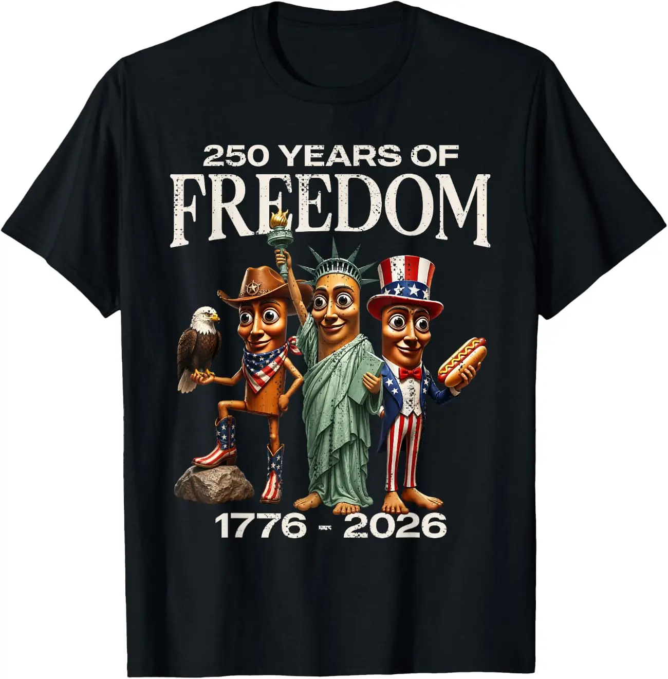 250 Years of Freedom Brainrot Tung Sahur USA Costume Funny T-Shirt  summer graphic tees
