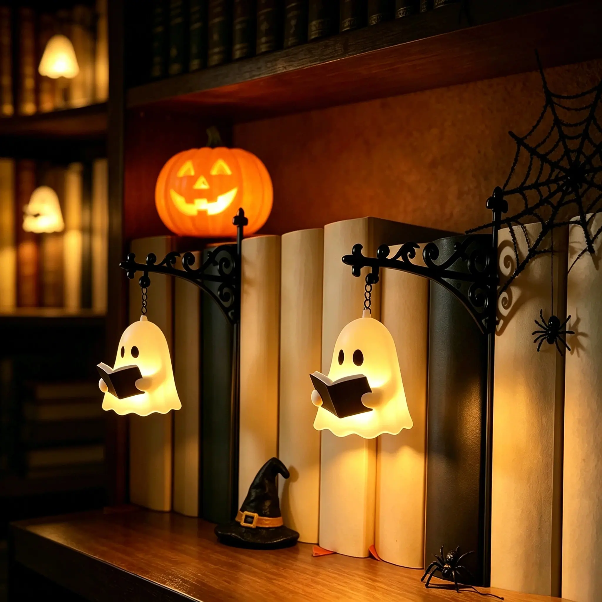 Library Lantern-Decorative Bookshelf Lighting, Miniature Hanging Shelf Lamp, Warm LED Nightlight, Reading