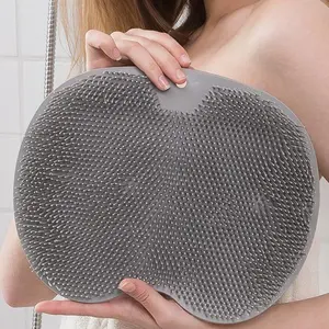 Silicone Shower Foot Scrubber Mat,Back & Feet Cleaning Pad,Bathroom Bathing Accessories, Shower Massage Soft Bristles Exfoliating Scrubber,Wall Mounted Slip Suction Cups for Use, Practical