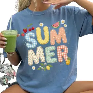 Vintage Patchwork Summer Shirt, Quilted Gingham Floral Cottagecore Tee, Cute Aesthetic Picnic Shirt, Soft Girl Spring Summer T-Shirt, Retro Boho Flower Graphic Tee, Gift for Women, Gift for Men, Crew Neck T-shirt, Trending T-shirt