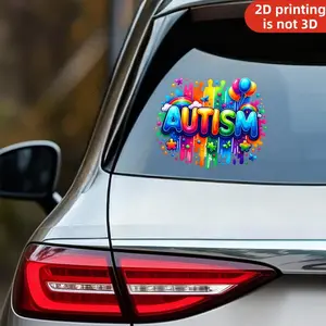 Car stickers and window decals, colorful autism puzzle pieces, rainbow, balloon, and star patterns, car decoration stickers, fun bumper stickers, Automotive Decoration(1 piece)