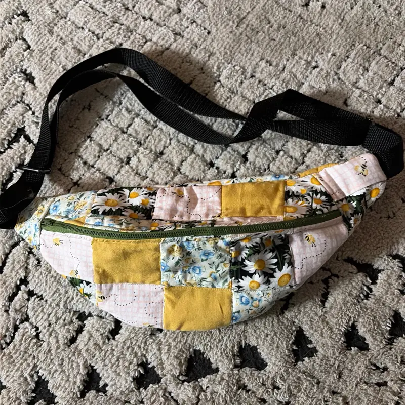 Hand crafted patchwork quilted sling bag