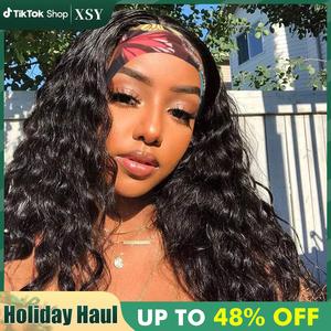 Headband Deep Wave  Wig Human Hair for Women Long Curly Hair Premium Material Natural Hairline Natural Hairline Easy Installation Brazilian Virgin Adjustable Size Premium Material