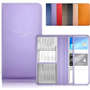 Purple Car Registration and Insurance Holder with Magnetic Closure, Car Document Organizer for Glove Box