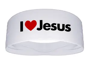 I Heart Jesus I Love Jesus 4" Wide Sports Tapered Stretch Headband Faith Christian Sweatband Head Sweat Band Running Football Soccer Accessories B3 U ATHLETICS